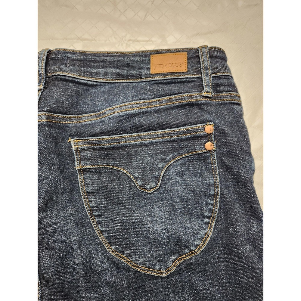 Judy Blue Jeans‎ Womens 15/32 Blue Skinny Fit High Rise Frayed Hem Stretch Denim - Picture 12 of 13